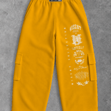 Heavy - Calça Cargo Wide Leg Moletom - Wisent Collections Mostarda