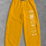 Heavy - Calça Cargo Wide Leg Moletom - Wisent Collections Mostarda