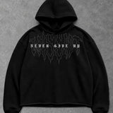 Heavy - Moletom Box Raw Hem - Never Give Up Preto