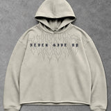 Heavy - Moletom Box Raw Hem - Never Give Up Off White