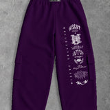 Heavy - Calça Cargo Wide Leg Moletom - Wisent Collections Roxa