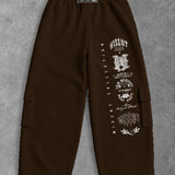 Heavy - Calça Cargo Wide Leg Moletom - Wisent Collections Marrom