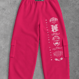 Heavy - Calça Cargo Wide Leg Moletom - Wisent Collections Rosa