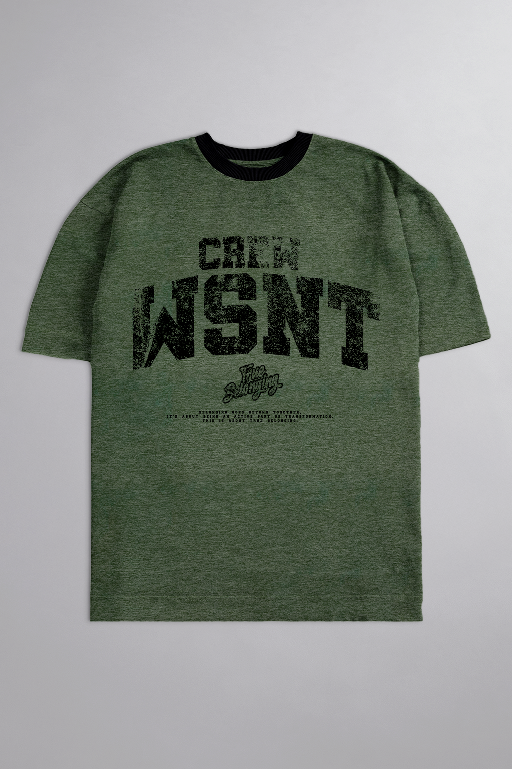 HEAVY - CAMISETA OVERSIZED - TRUE BELONGING - VERDE MESCLA