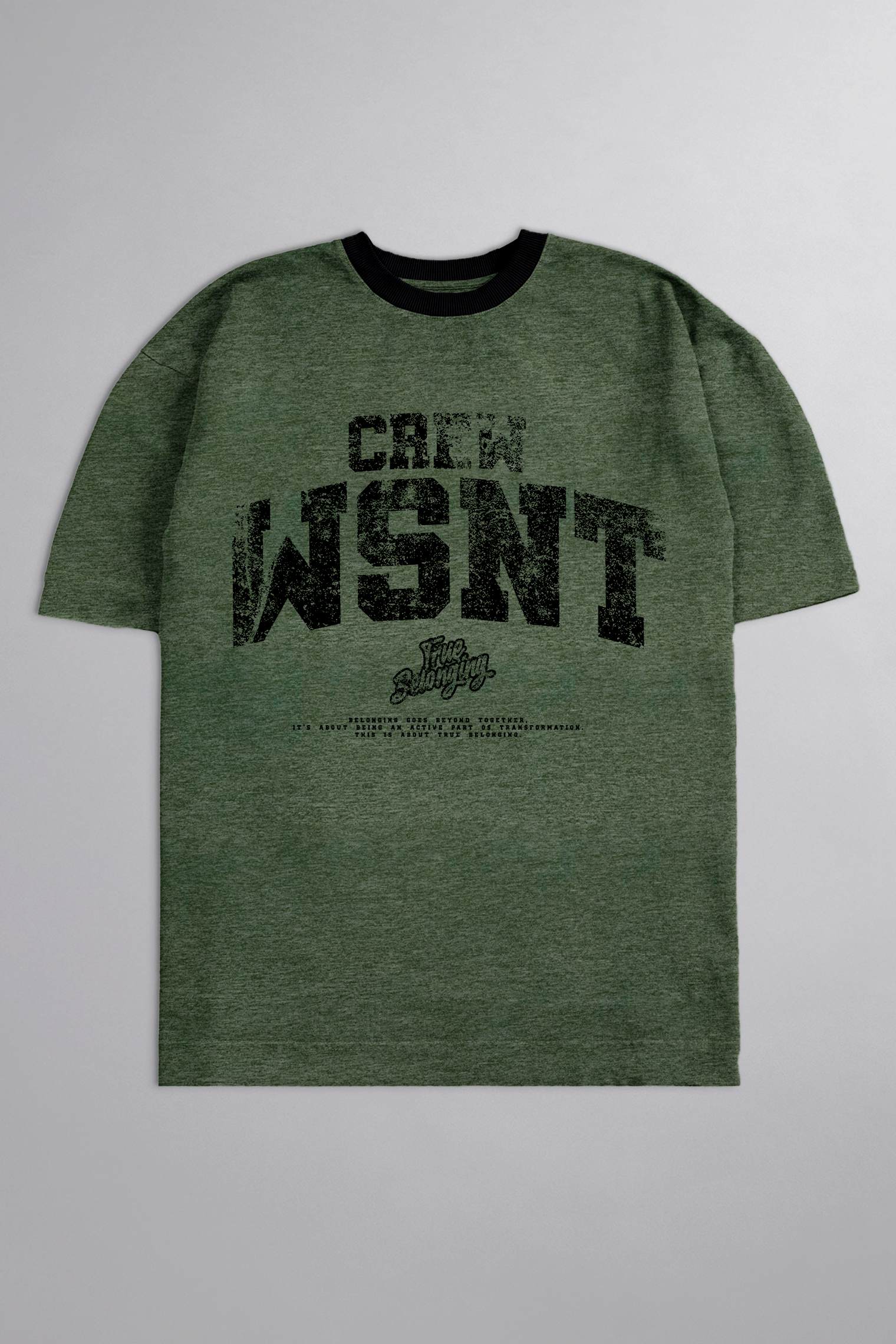 HEAVY - CAMISETA OVERSIZED - TRUE BELONGING - VERDE MESCLA