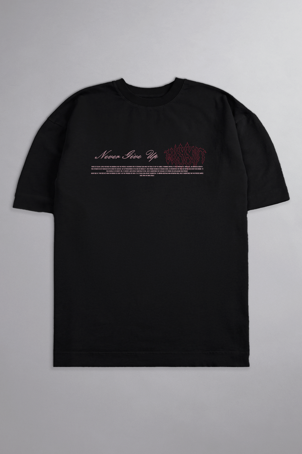 SOFT - CAMISETA OVERSIZED - NEVER GIVE UP PRETA