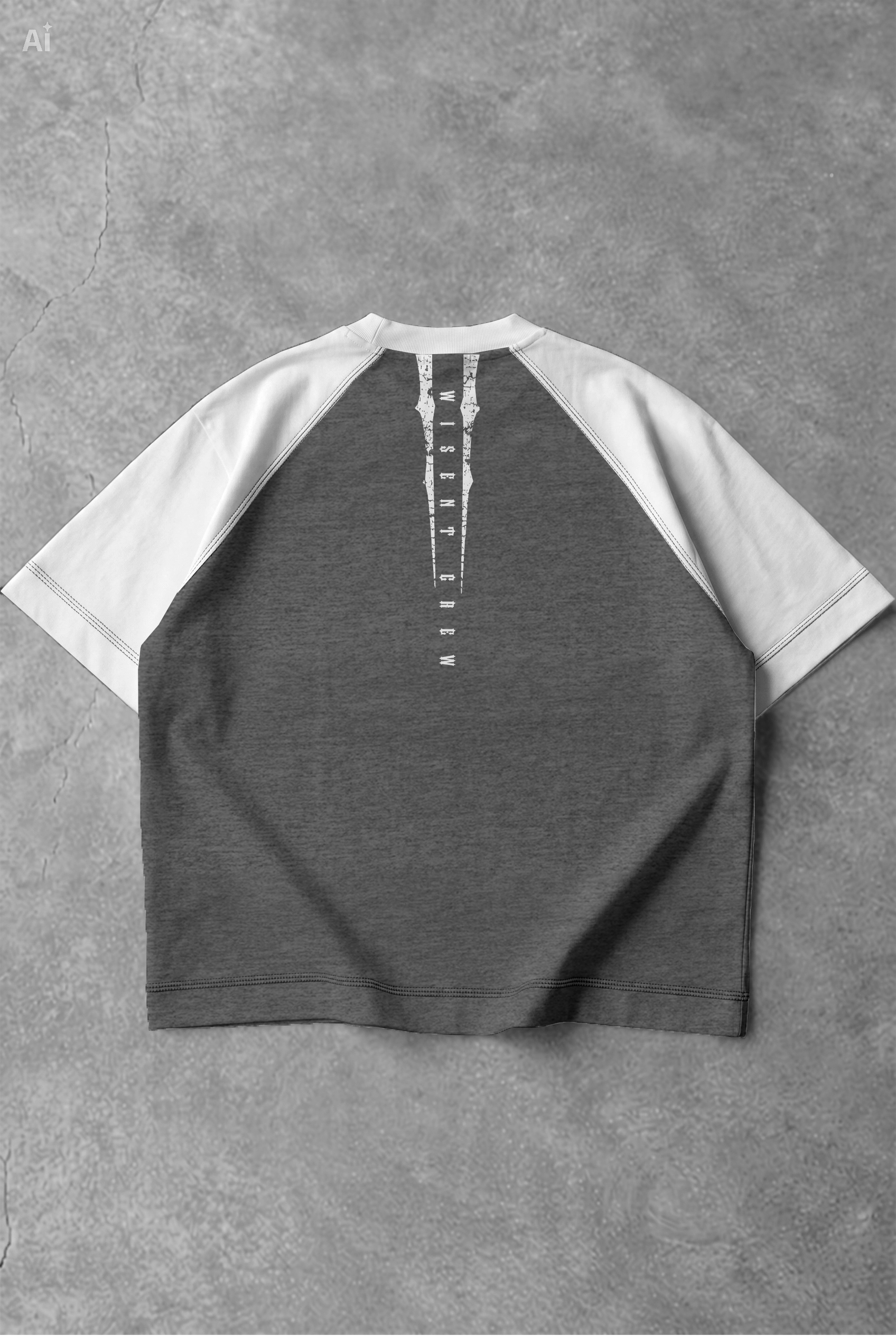 Soft - Camiseta Oversized Raglan - Wisent Crew  Cz Mescla/Branca