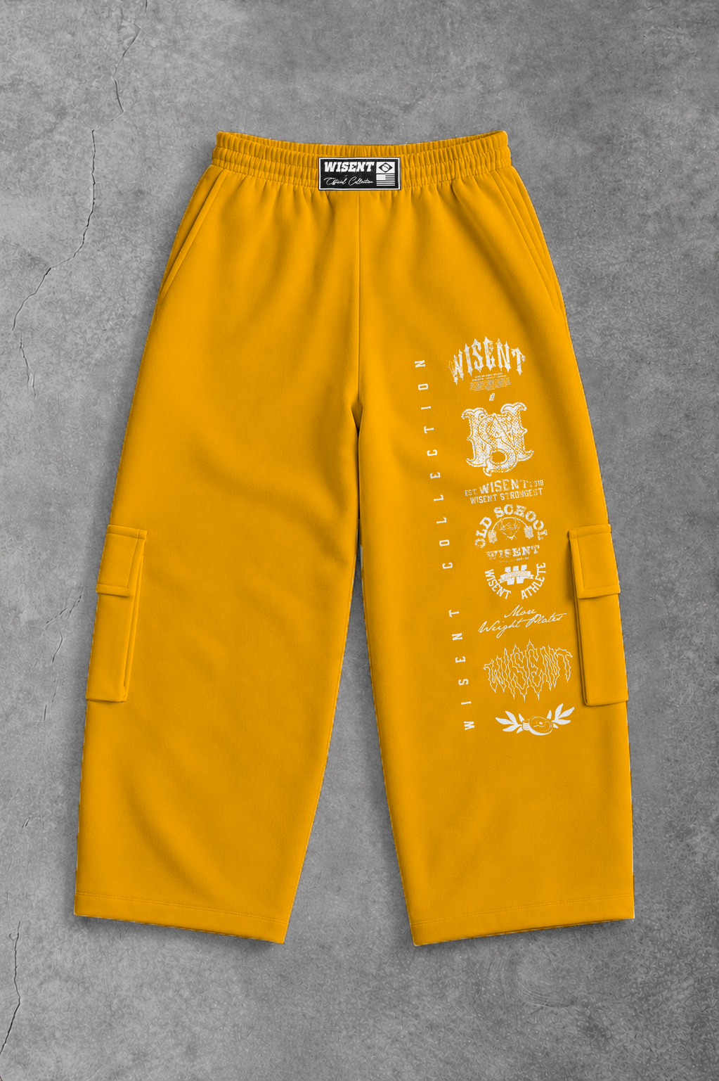 Heavy - Calça Cargo Wide Leg Moletom - Wisent Collections Mostarda