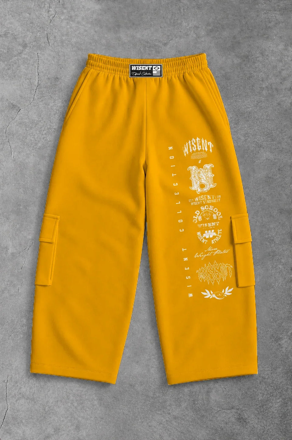 Heavy - Calça Cargo Wide Leg Moletom - Wisent Collections Mostarda