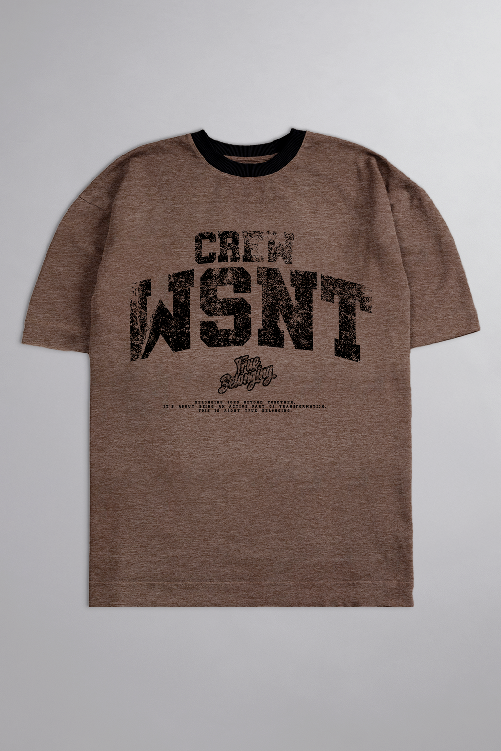HEAVY - CAMISETA OVERSIZED - TRUE BELONGING - MARROM MESCLA