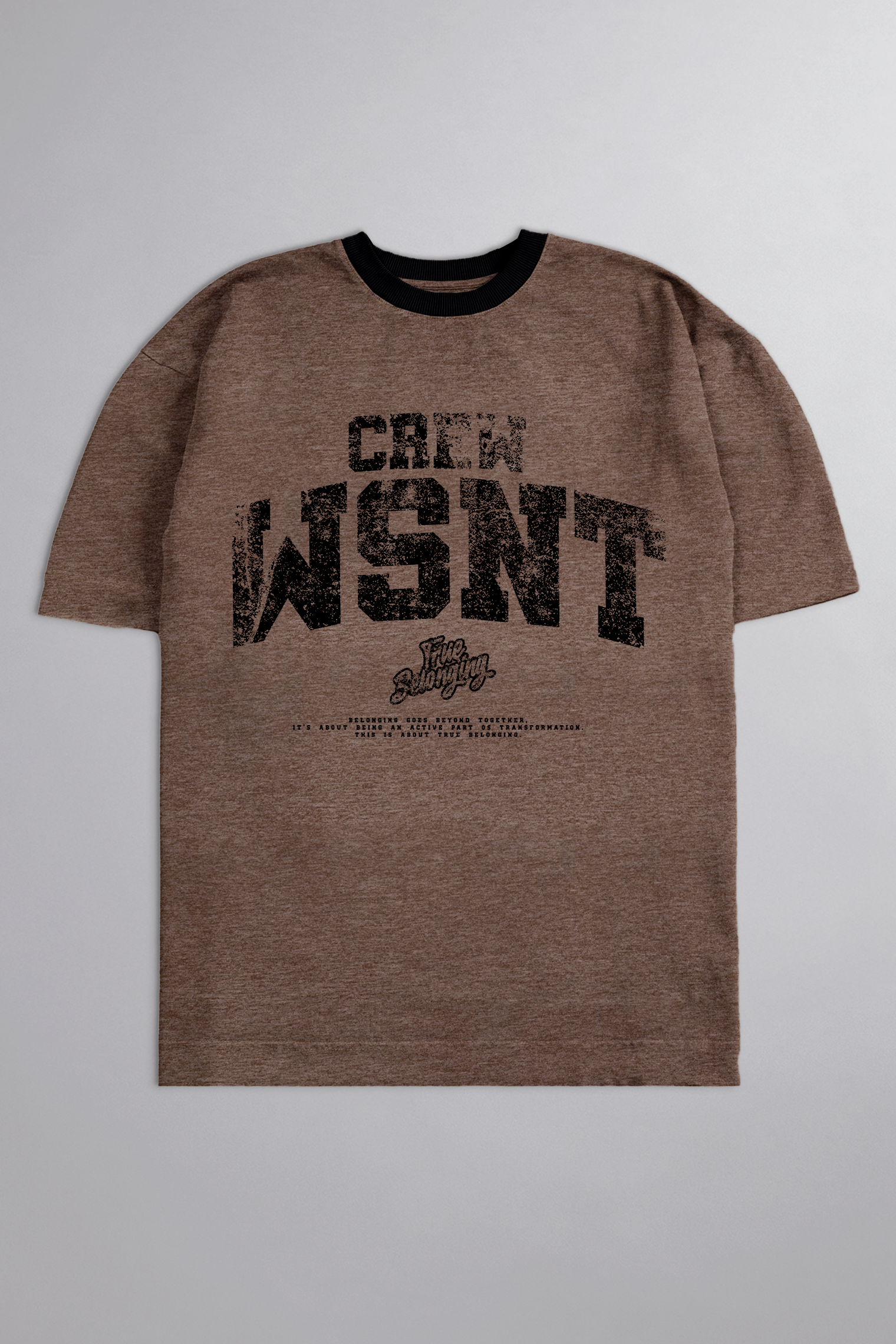 HEAVY - CAMISETA OVERSIZED - TRUE BELONGING - MARROM MESCLA