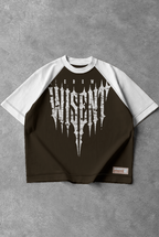 Soft - Camiseta Oversized Raglan - Wisent Crew  Marrom/Branca