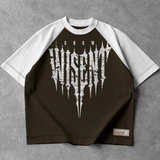 Soft - Camiseta Oversized Raglan - Wisent Crew  Marrom/Branca