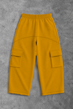 Heavy - Calça Cargo Wide Leg Moletom - Wisent Collections Mostarda