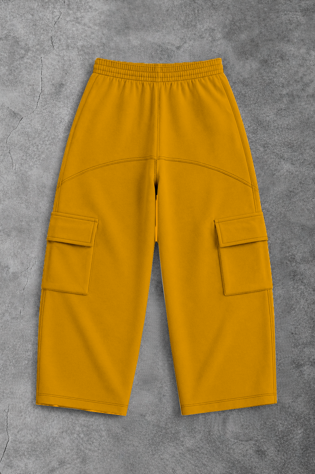 Heavy - Calça Cargo Wide Leg Moletom - Wisent Collections Mostarda
