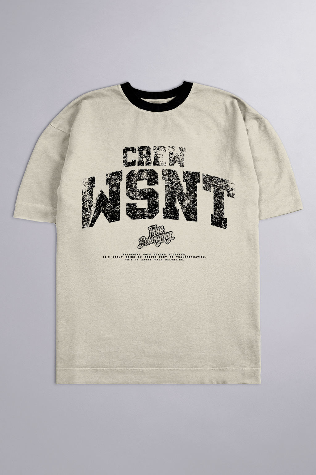 HEAVY - CAMISETA OVERSIZED - TRUE BELONGING - BEGE MESCLA