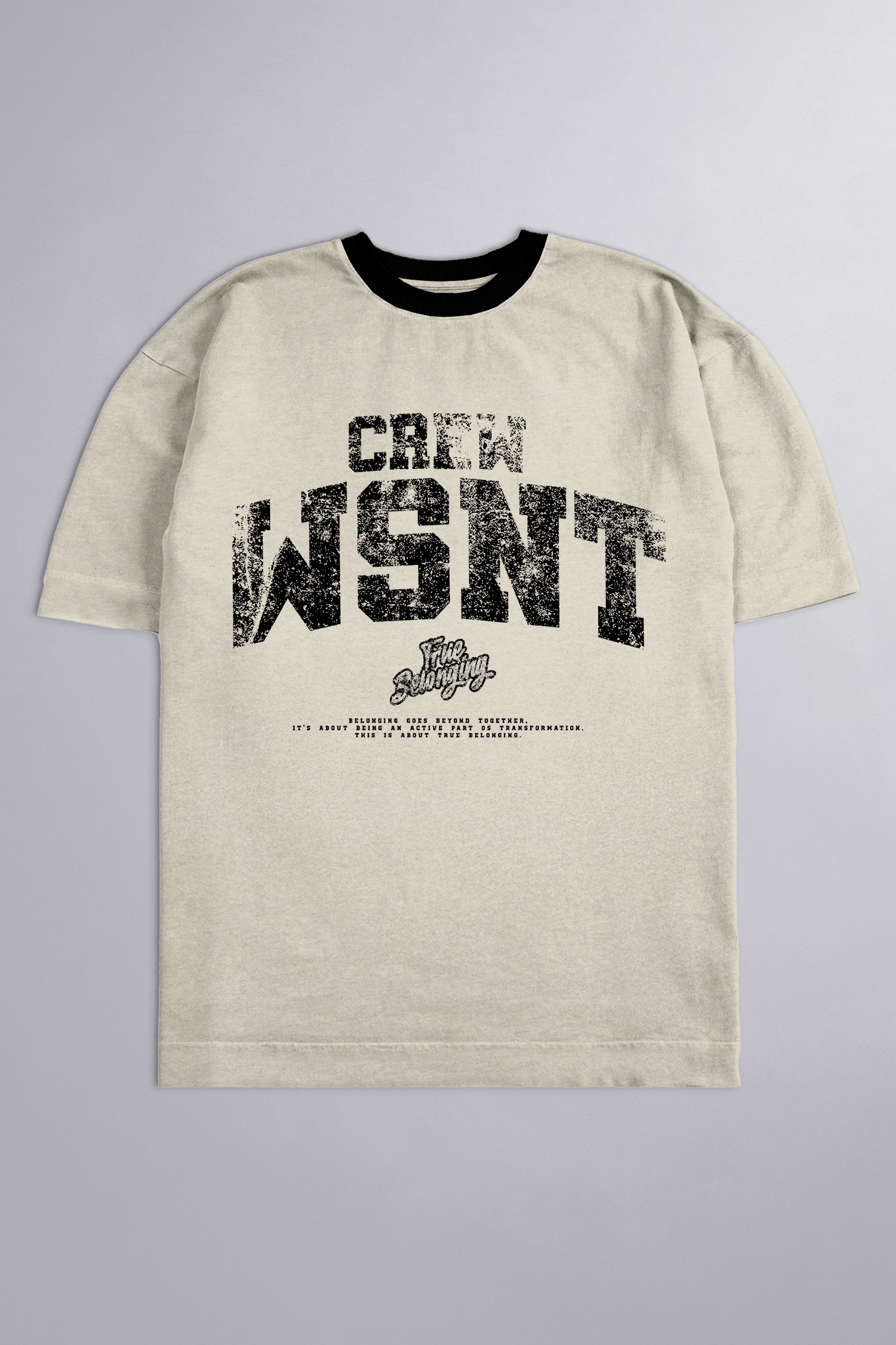 HEAVY - CAMISETA OVERSIZED - TRUE BELONGING - BEGE MESCLA