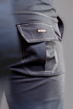 HEAVY - CALÇA SARJA CARGO - BARBELL AZUL