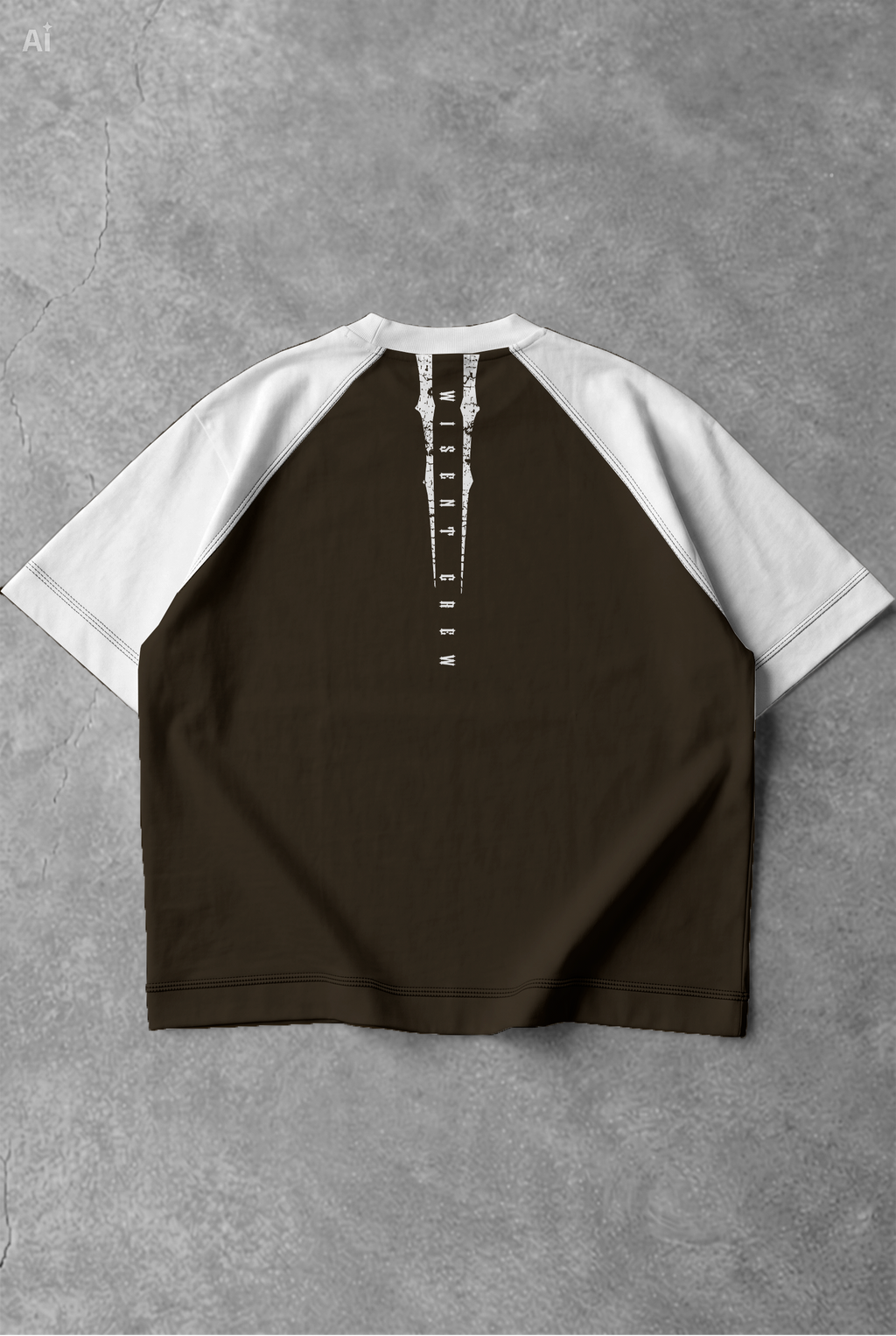 Soft - Camiseta Oversized Raglan - Wisent Crew  Marrom/Branca