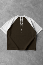 Soft - Camiseta Oversized Raglan - Wisent Crew  Marrom/Branca