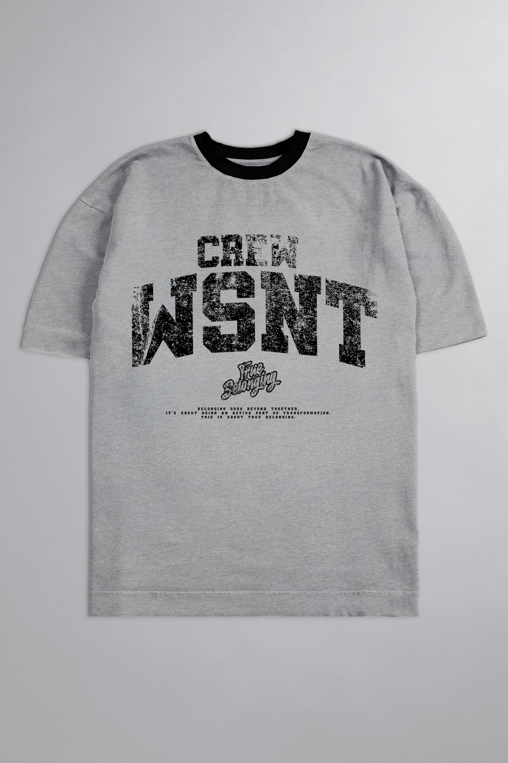 HEAVY - CAMISETA OVERSIZED - TRUE BELONGING - CINZA MESCLA