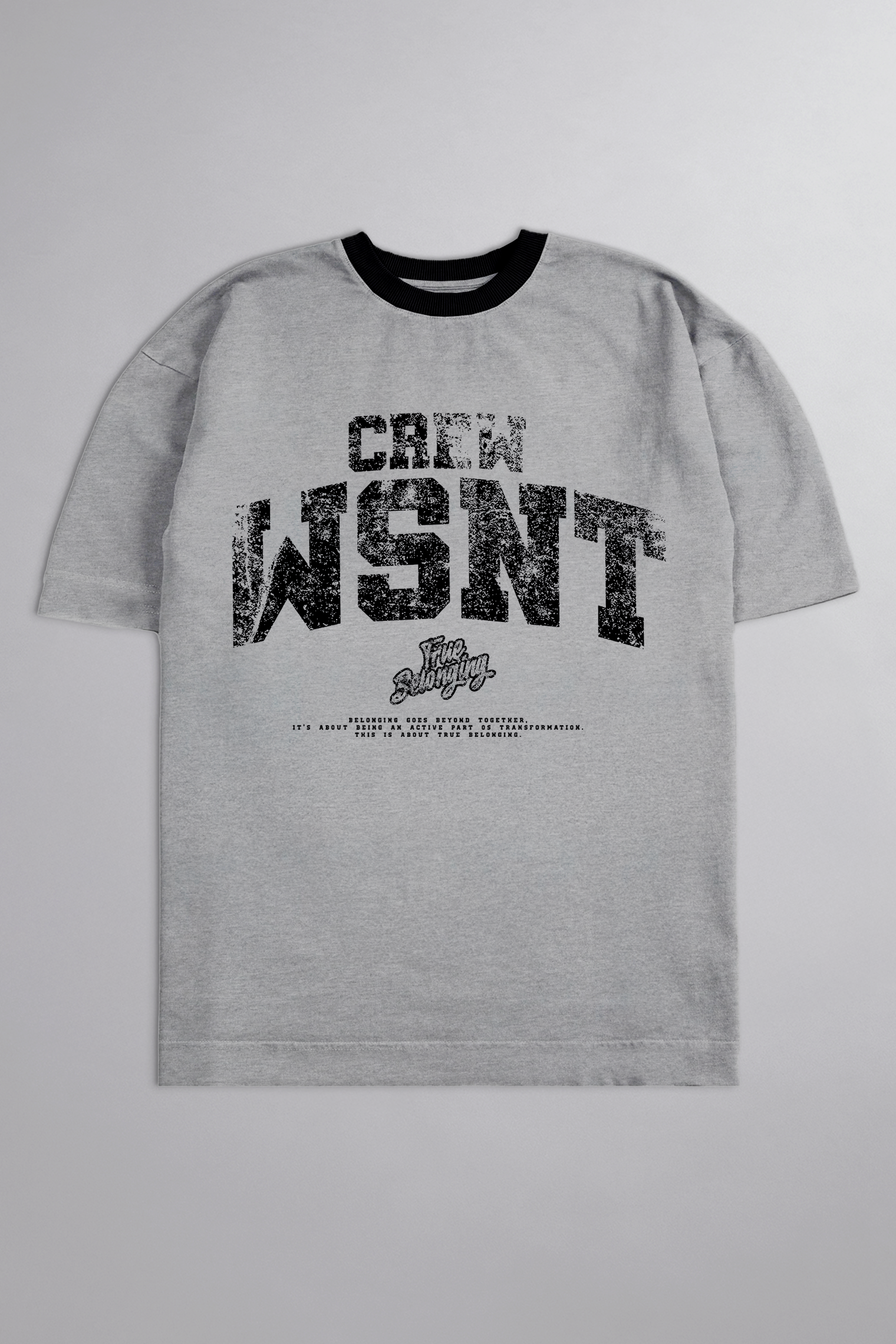 HEAVY - CAMISETA OVERSIZED - TRUE BELONGING - CINZA MESCLA