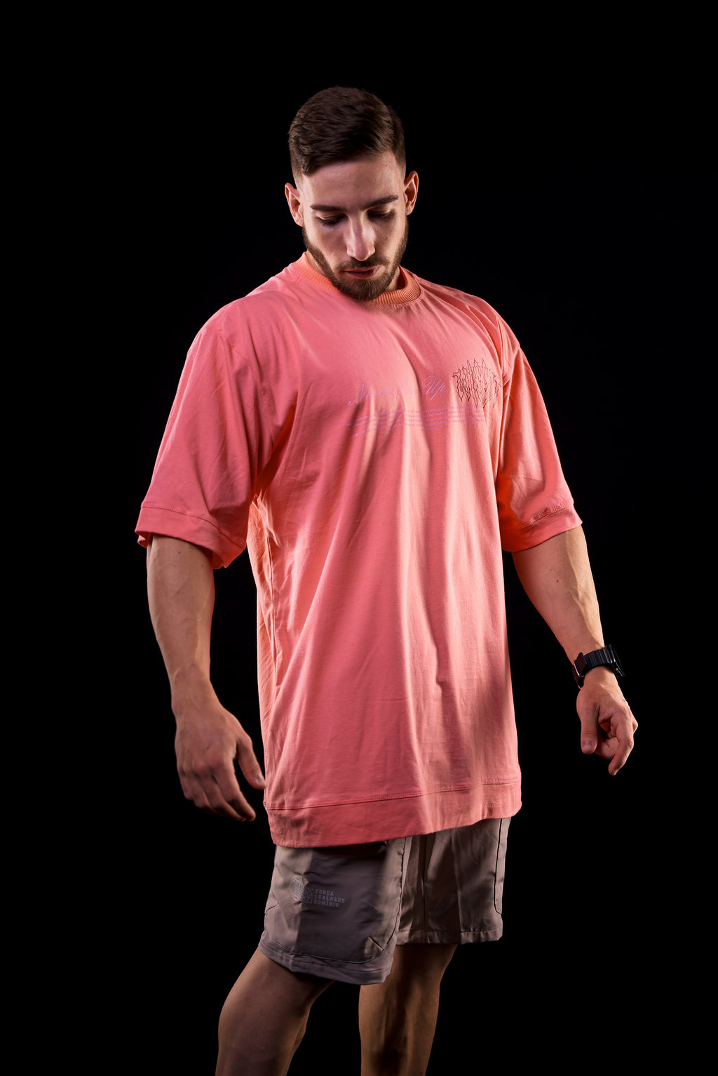SOFT - CAMISETA OVERSIZED - NEVER GIVE UP ROSA
