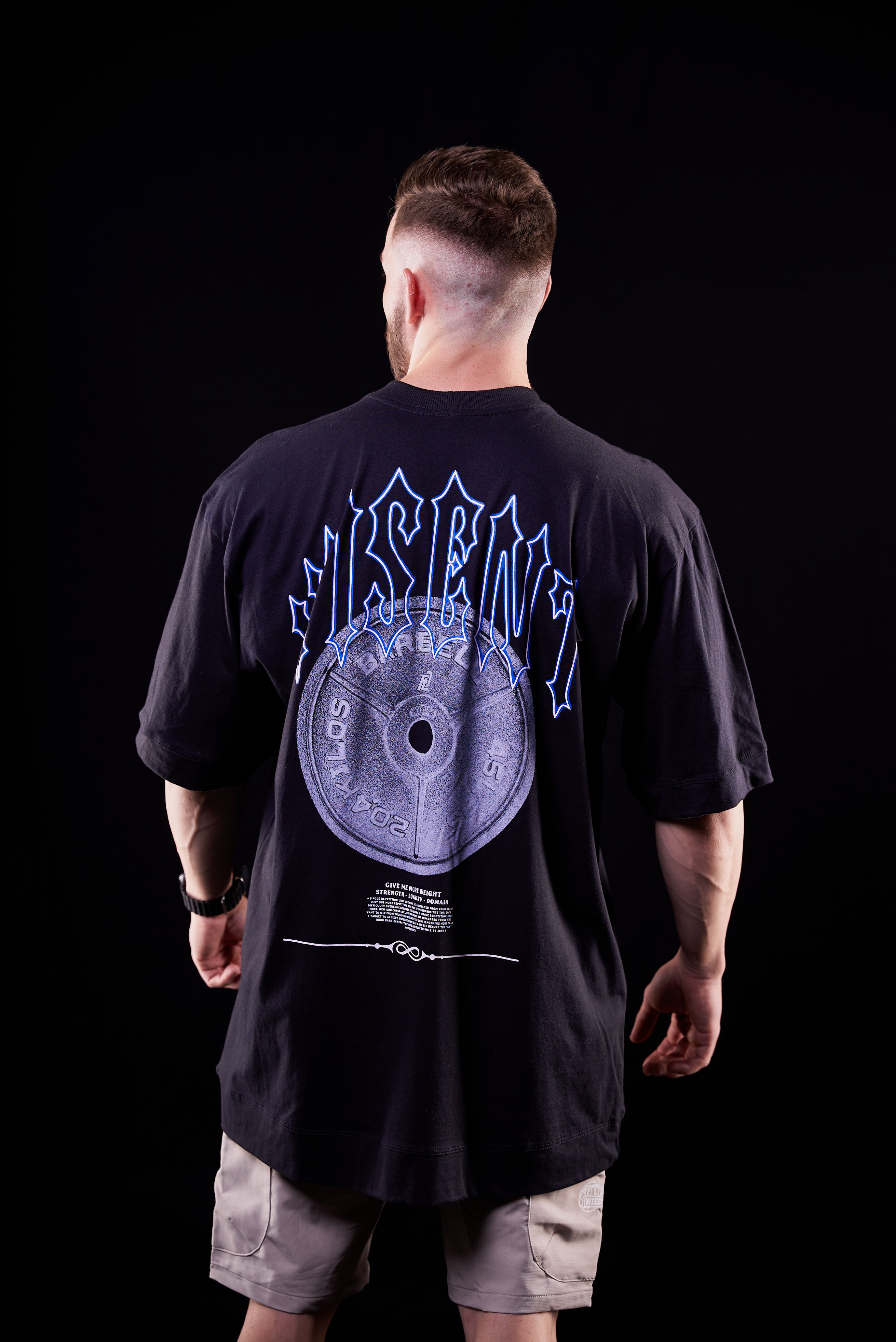 SOFT - CAMISETA OVERSIZED - GIVE ME MORE WEIGHT PLATE PRETA