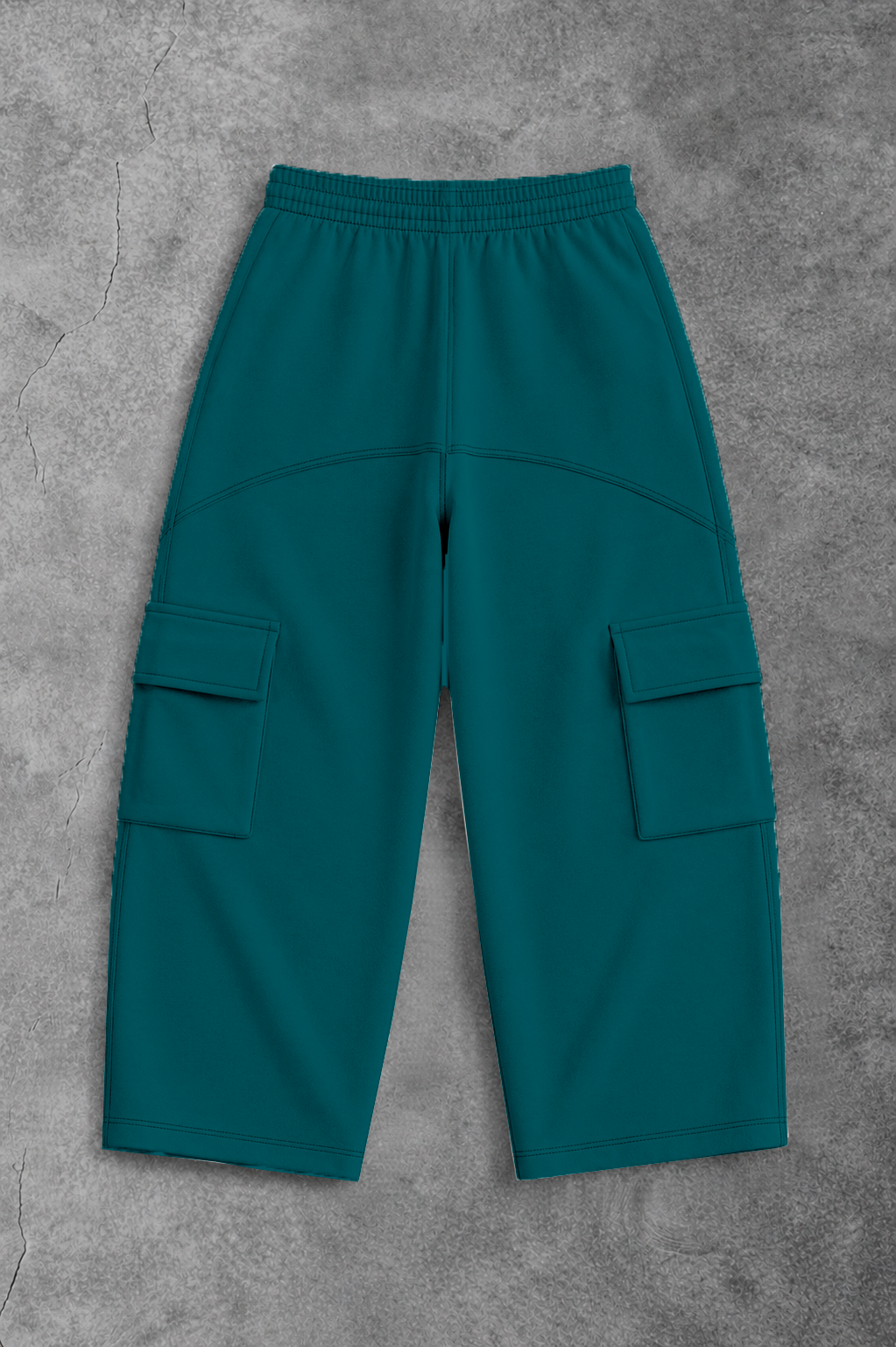 Heavy - Calça Cargo Wide Leg Moletom - Wisent Collections Azul Turquesa