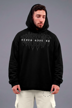 Heavy - Moletom Box Raw Hem - Never Give Up Preto