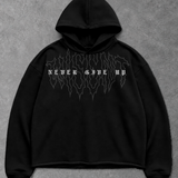 Heavy - Moletom Box Raw Hem - Never Give Up Preto