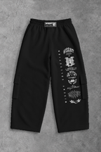 Heavy - Calça Cargo Wide Leg Moletom - Wisent Collections Preto