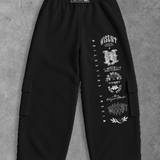 Heavy - Calça Cargo Wide Leg Moletom - Wisent Collections Preto