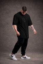 CANELADA - CAMISETA OVERSIZED - HARD WORK FLD PRETA