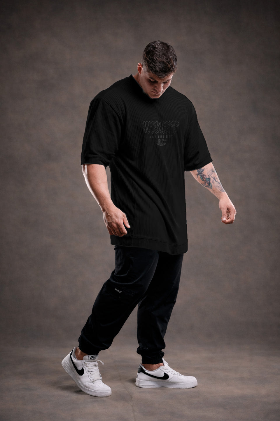 Camiseta Oversized Canelada - Hard Work FLD Preta