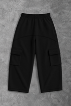 Heavy - Calça Cargo Wide Leg Moletom - Wisent Collections Preto