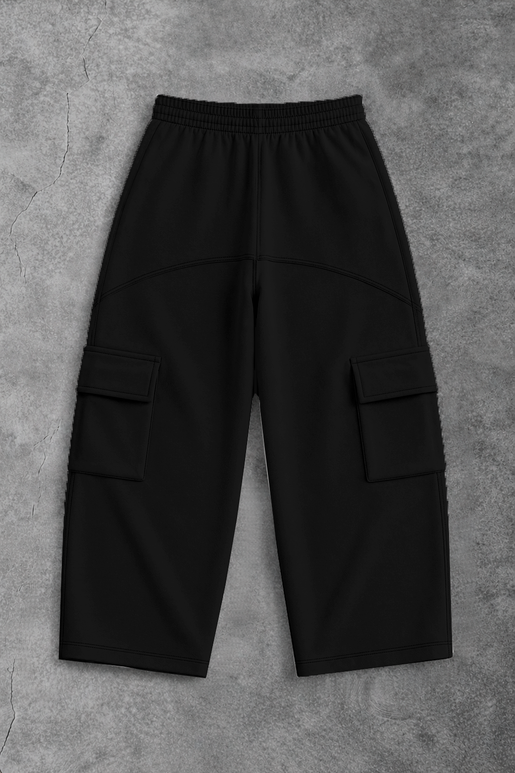Heavy - Calça Cargo Wide Leg Moletom - Wisent Collections Preto