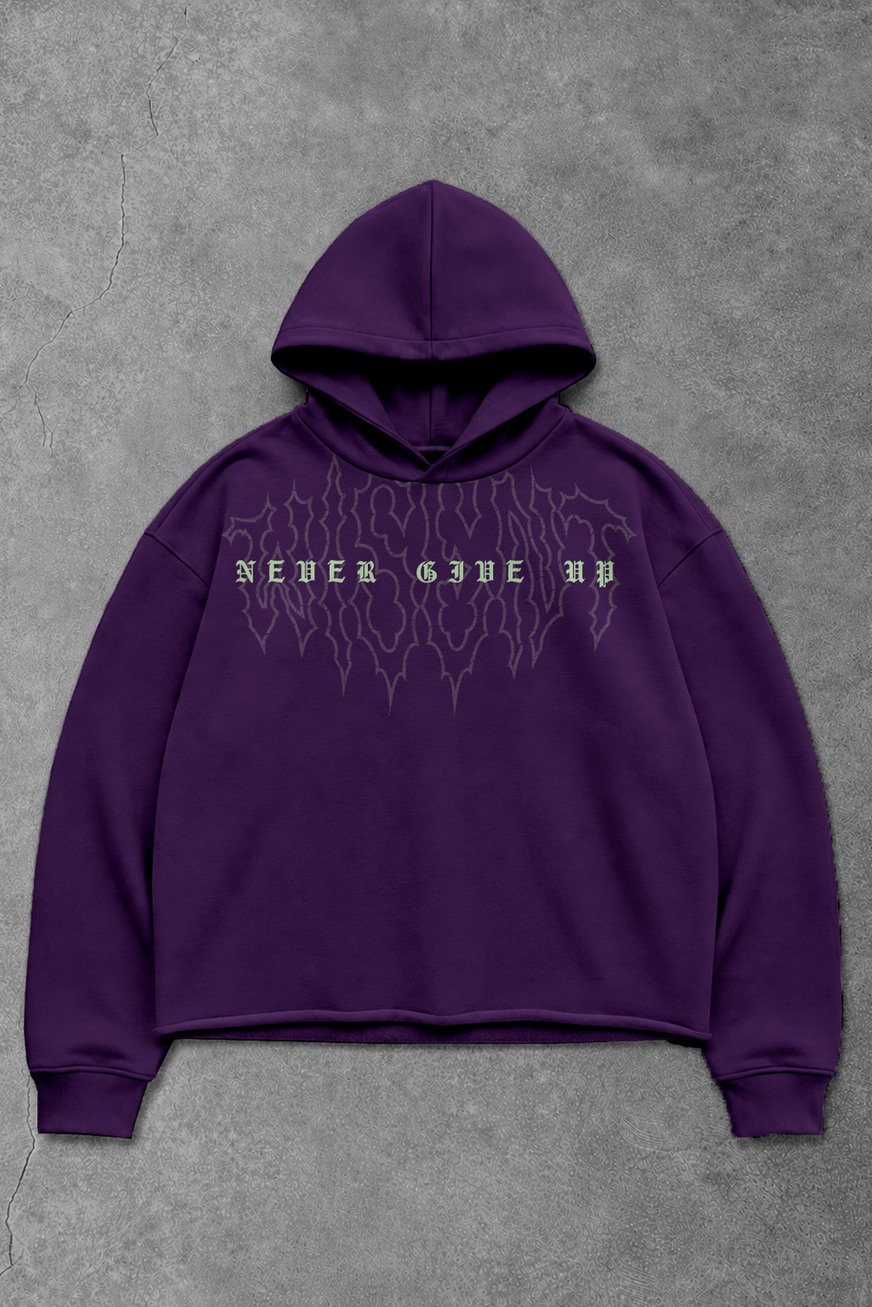 Heavy - Moletom Box Raw Hem - Never Give Up Roxo