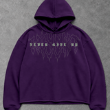 Heavy - Moletom Box Raw Hem - Never Give Up Roxo