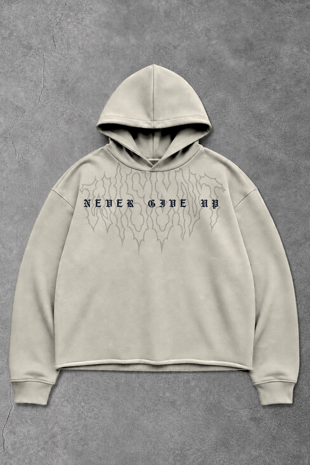 Heavy - Moletom Box Raw Hem - Never Give Up Off White