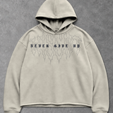 Heavy - Moletom Box Raw Hem - Never Give Up Off White