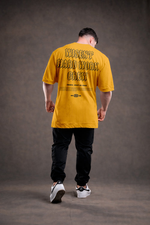 CANELADA - CAMISETA OVERSIZED - HARD WORK FLD MOSTARDA