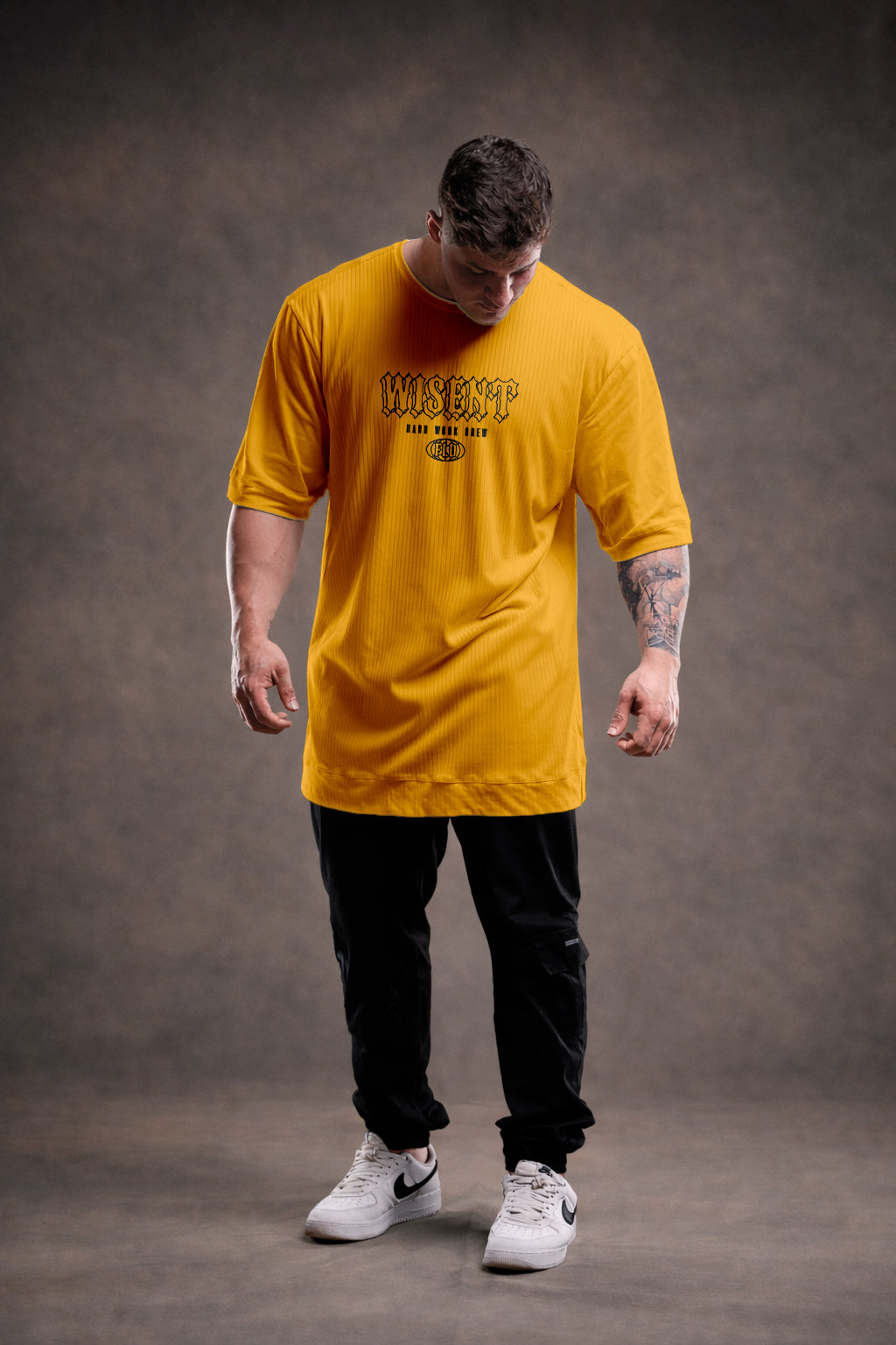 CANELADA - CAMISETA OVERSIZED - HARD WORK FLD MOSTARDA