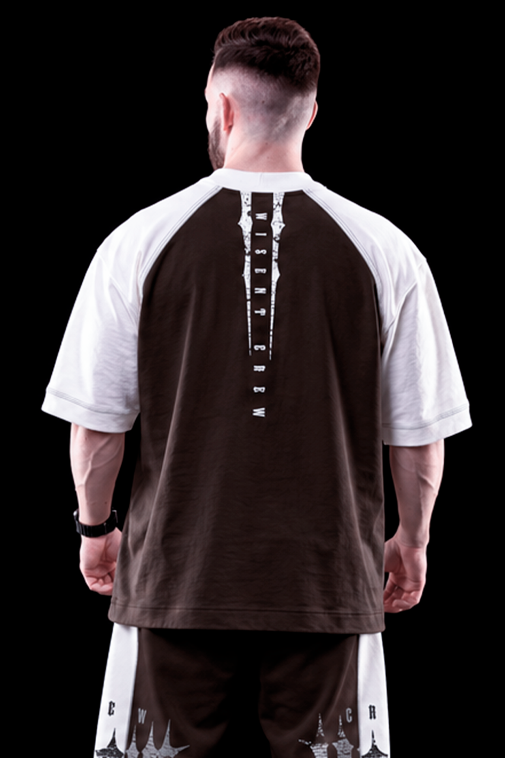 Soft - Camiseta Oversized Raglan - Wisent Crew  Marrom/Branca