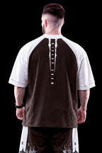 Soft - Camiseta Oversized Raglan - Wisent Crew  Marrom/Branca