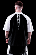 Soft - Camiseta Oversized Raglan - Wisent Crew  Preta/Branca