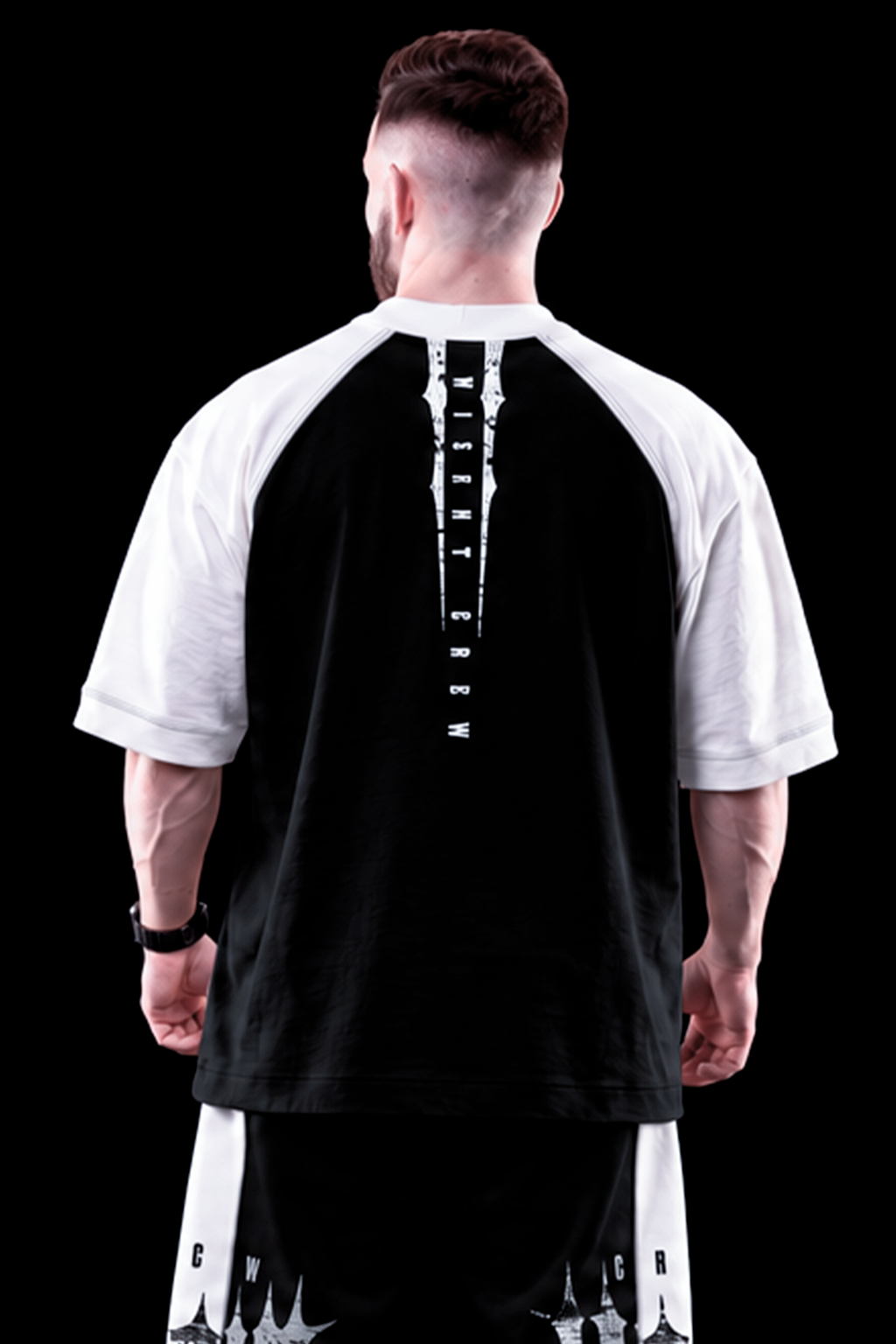 Soft - Camiseta Oversized Raglan - Wisent Crew  Preta/Branca