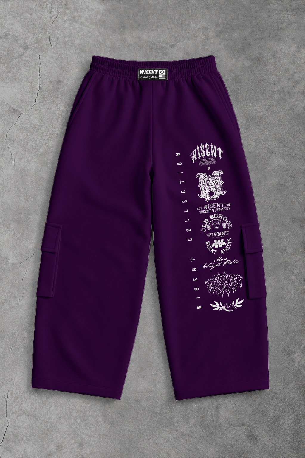 Heavy - Calça Cargo Wide Leg Moletom - Wisent Collections Roxa