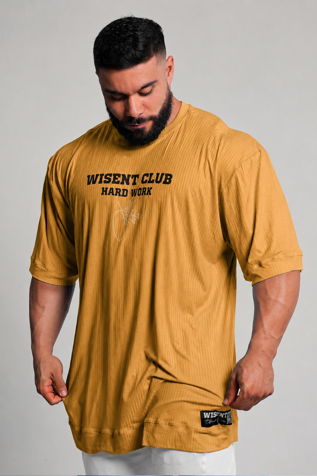 Canelada - Camiseta Oversized - Hard Work Just One More Mostarda