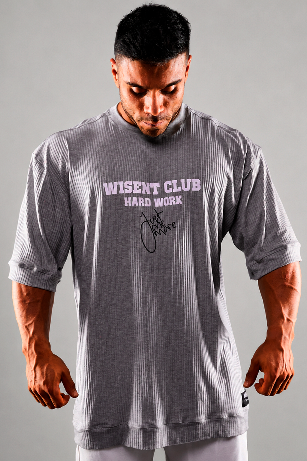Canelada - Camiseta Oversized - Hard Work Just One More Cinza Mescla